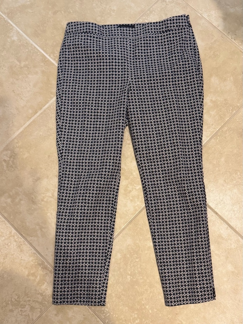 Talbots Navy and White Geometric Ankle Pants